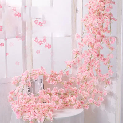 Artificial Cherry Blossom Rose Vine Wall